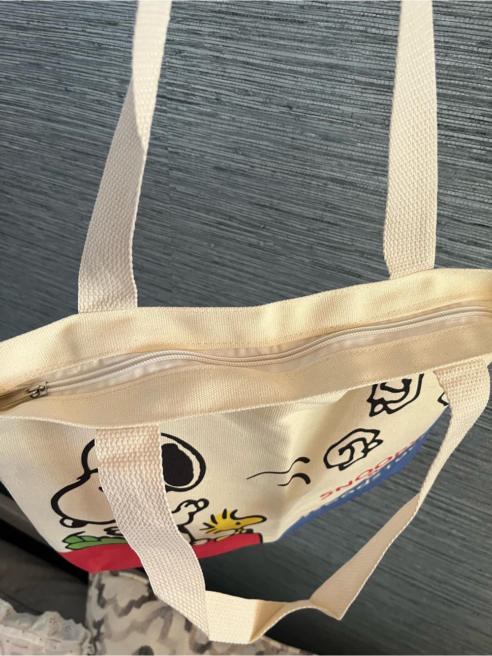 Snoopy & Woodstock Cream Canvas Tote Bag - Picture 3 of 8